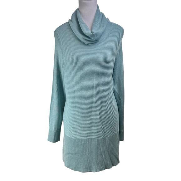 Adrienne Vittadini Cowl Neck Tunic Sweater Reef Heather Size Large - Picture 1 of 8